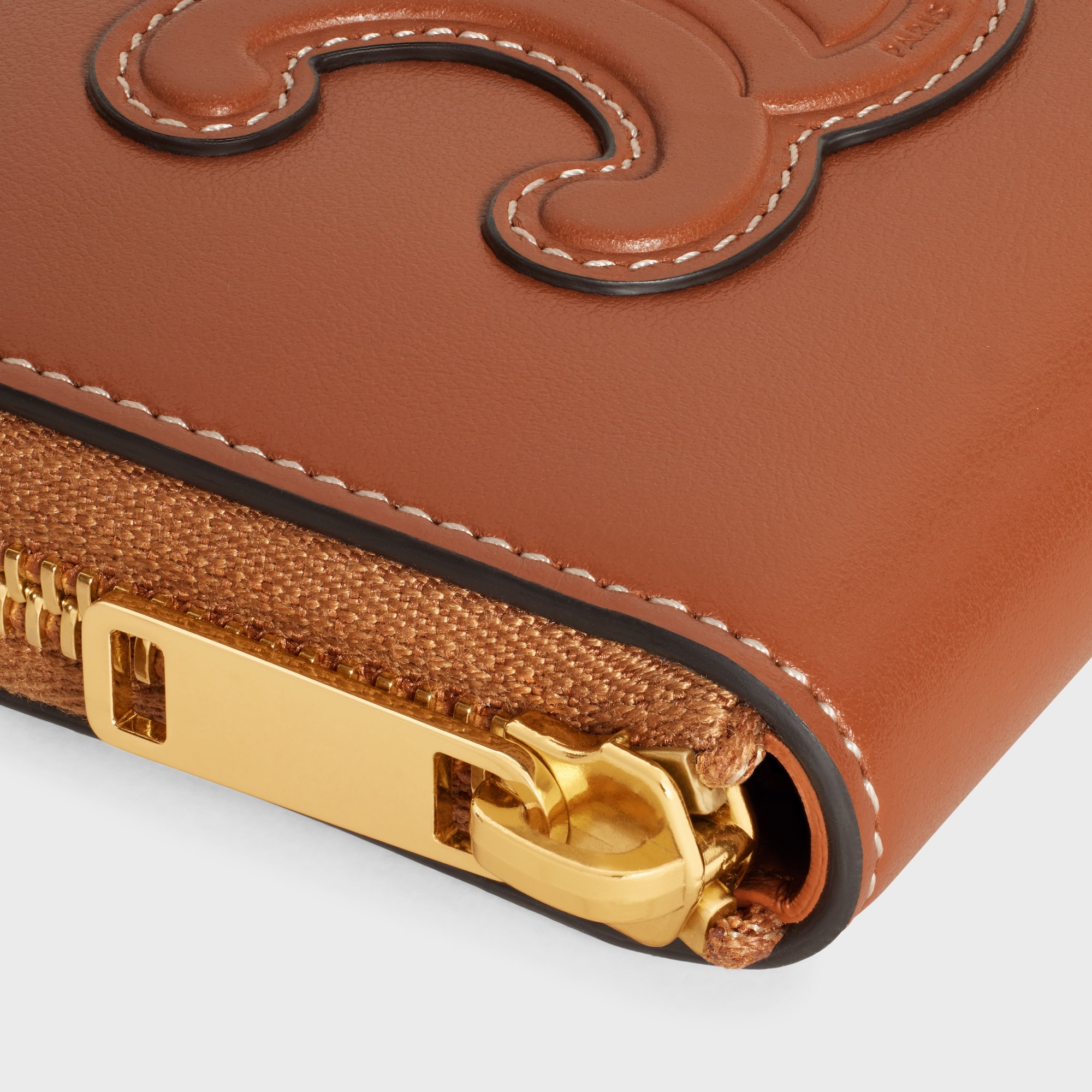 COMPACT ZIPPED WALLET CUIR TRIOMPHE IN SMOOTH CALFSKIN TAN - Image 5